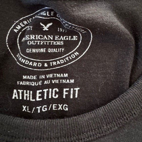 American Eagle XL Long Sleeve Shirt Lot of 2 AE USA Heather Gray Black Logo Tee - Picture 9 of 10
